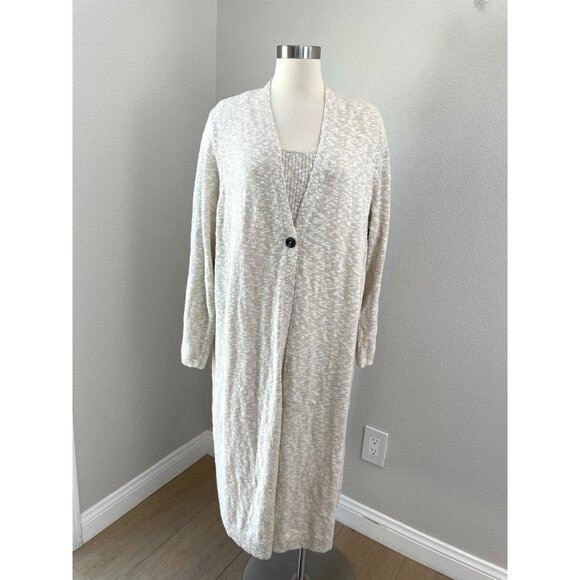 J Jill Womens Plus 2X Beige Cardigan Sweater Set Mid Length 2 Piece Knit Top - Picture 1 of 10